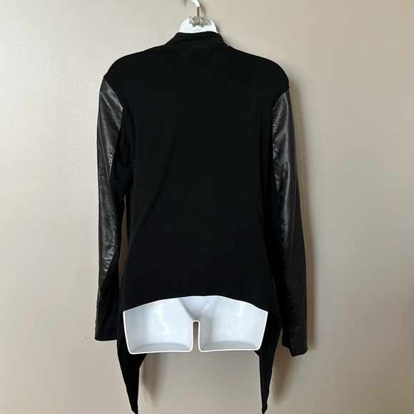Black Danier cardigan with REAL leather sleeves XS - Picture 3 of 4